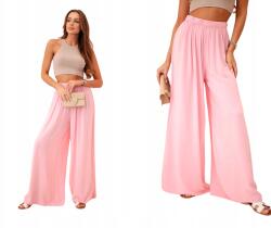 Kesi Világos rózsaszín széles, magas derekú női nadrág (5907302818089)