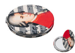 Fridolin Textilbevonatú zsebtükör 7cm, nagyítós tükörrel, Mozart