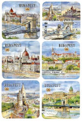 Czworka Parafa poháralátét 6db-os szett, Budapest (p0hala6A-BU)