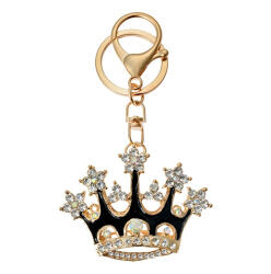 Clayre & Eef Fém kulcstartó koronás, üveggyönggyel, 4x2x6cm (JZKC0199)
