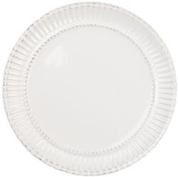 Clayre & Eef Kerámia desszerttányér bordázott szélű 21x2cm, fehér