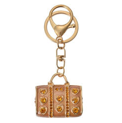 Clayre & Eef Fém kulcstartó táskás, üveggyönggyel, 4x2x4cm (JZKC0198)