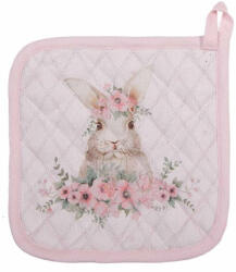 Clayre & Eef Edényalátét 20x20cm, 100% pamut, Floral Easter Bunny