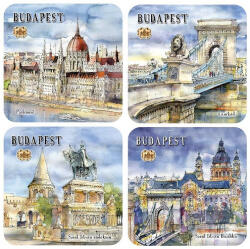 Czworka Parafa poháralátét 4db-os szett, Budapest (p0hala4D-BU)