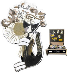 Fridolin Hűtőmágnes (MDF lap) 4x6cm, Rosina Wachtmeister: Cat Sepia, Blumenstrauss