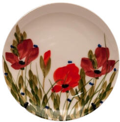 Vanilia Tele virágos tányér, pipacs, kerámia, kézzel festett dia. 20cm (V-k-43-10)