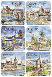 Czworka Parafa poháralátét 6db-os szett, Budapest (p0hala6C-BU)