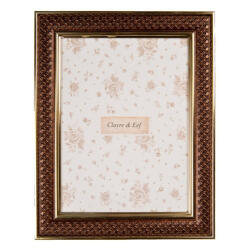 Clayre & Eef Rácsos képkeret bronzos barna, 15x2x20/10x15cm, műanyag (2F1229S)