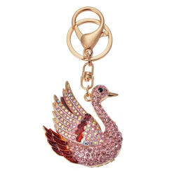 Clayre & Eef Fém kulcstartó hattyús, üveggyönggyel, 5x2x6cm (JZKC0171)