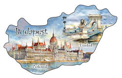 Czworka Hűtőmágnes, országforma, Budapest (0rszmagn-BU29)