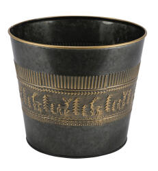 Gehlmann Cink virágedény 13x13x12, 5cm, bronzos szarvasos (22405106)