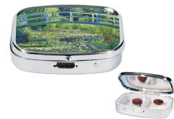 Fridolin Gyógyszeres fémdoboz 2 fakkos, 5, 1x1, 8x3, 6cm, Monet: Híd atavirózsák felett (18258)