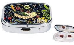 Fridolin Gyógyszeres fémdoboz 2 fakkos, 5, 1x1, 8x3, 6cm, William Morris: Strawberry Thief