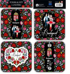 Czworka Parafa poháralátét 4db-os szett, Folk (p0hala4-FO)