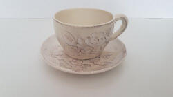 Vanilia Domború mintás capuccinocsésze, virágos natúr, kerámia kézzel festett (V-K-31-05)