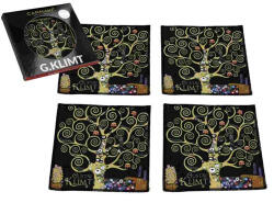 Hanipol Carmani Szövött jellegű poháralátét, 4 db-os szett, 10, 5x10, 5cm, polyester, Klimt: Életfa