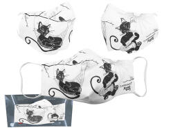 Hanipol Carmani Textilmaszk 18, 5x13, 5cm, polyester, fekete zenész macskás (nem orvosi célra)