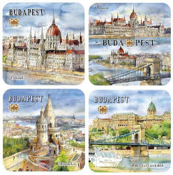 Czworka Parafa poháralátét 4db-os szett, Budapest (p0hala4C-BU)