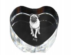 Art-Dog Mopsz, Pug kristály szív, dísz, kutya fénykép ajándéktárgy (5055882444843)