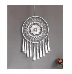  Álomfogó 20x30 cm makramé falidísz boho zen fehér fonott (87675)
