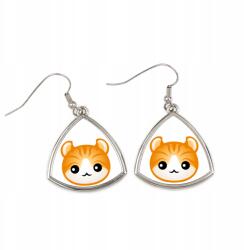 Art-Dog Amerikai macska curl háromszög alakú lógós fülbevaló aranyos macskával (5056739254134)