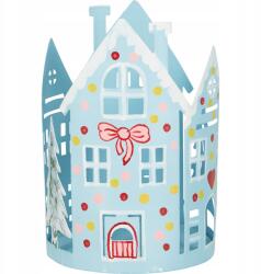  Házikó Fém Lampion Lámpa teamécses Laura Pale Blue (5707463457116)