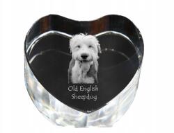 Art-Dog Óangol juhászkutya kristály szív, dísz, kutya fénykép ajándéktárgy (5055882445581)