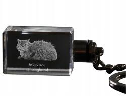 Art-Dog Selkirk Rex macska hosszú szőrű kristály kulcstartó macska kulcstartó fényképpel (5055882428812)