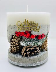  Karácsonyi Betongyertya Díszítéssel - Kézzel Készített, 48 órás Égés (CH12103003)