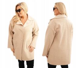 Kesi Bézs női kabát Plus Size bárány gyapjúval és zsebekkel (5907302142887)