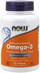 NOW Omega-3 capsule enterice, distilate molecular și enterice, 90 de capsule moi