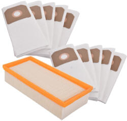  10x mikroszálas porzsák és légszűrő Karcher NT 65/2 70/1 75/2 ipari porszívókhoz