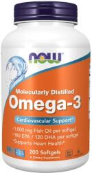 NOW Omega-3, distilat molecular, 200 de capsule moi