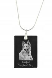 Art-Dog Baszk juhászkutya ezüst nyaklánc kristály medállal, kutyával (5055882454675)