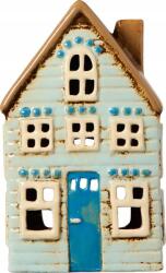 Ib Laursen Lámpás tealight házikó Visby blue door brown roof Ib Laursen (5709898374112)