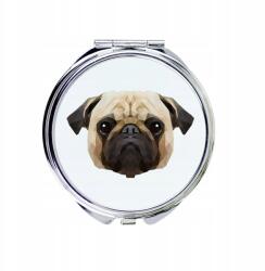 Mopsz, Pug kompakt zsebtükör geometrikus kutyával (5056739225615)