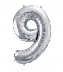  Lufi 9-ES Szám Kilenc Ezüst Fólia XXL 100CM Party Dekoráció Születésnap