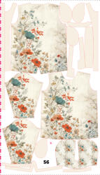 Takoy Panou cu croială 56 pentru geacă softshell damă peisaj floral vintage