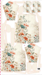 Takoy Panou cu croială 58 pentru geacă softshell damă peisaj floral vintage