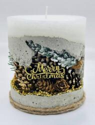  Karácsonyi Betongyertya Díszítéssel - Kézzel Készített, Fenyő illatú, 48h (CH14423231)