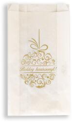 BontaBag 1 kg-os fehér papírtasak arany karácsonyi design mintával - 100 db (100 db)