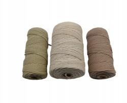 Makramé Fonal 3 Db 3 MM fehér zöld rózsaszín 2X100M 1X200M (6915647580775)