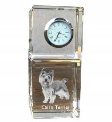 Art-Dog Cairn Terrier kristály asztali óra kutyával, fényképes ajándéktárgy (5055882416161)