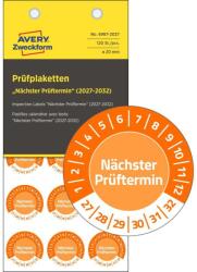Avery-Zweckform Avery időjárásálló öntapadó plakett Vinyl "Nächster Prüftermin" 2027-2032 Ø 20 mm - narancssárga (6987-2027)
