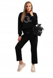 Kesi Fekete női melegítő szett pulóver és nadrág elasztikus derékrésszel (5907302512406)