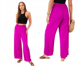 Kesi Sötétlila viszkóz női nadrág, széles szárú, rugalmas derékrésszel (5907302894298)