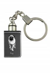 Art-Dog Mopsz, Pug kristály kulcstartó kutya kulcstartó fényképpel megvilágított (5055882426849)
