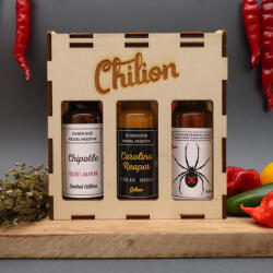 Chilion Tüzes Chipotle, Fekete özvegy és sárga Carolina Reaper díszdobozban