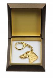 Art-Dog Perzsa agár, Saluki aranyozott kutya kulcstartó díszdobozban (5906111204724)