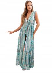 Kesi Női pamut ágytakaró, derékban megkötős, türkizkék (5907302896841)